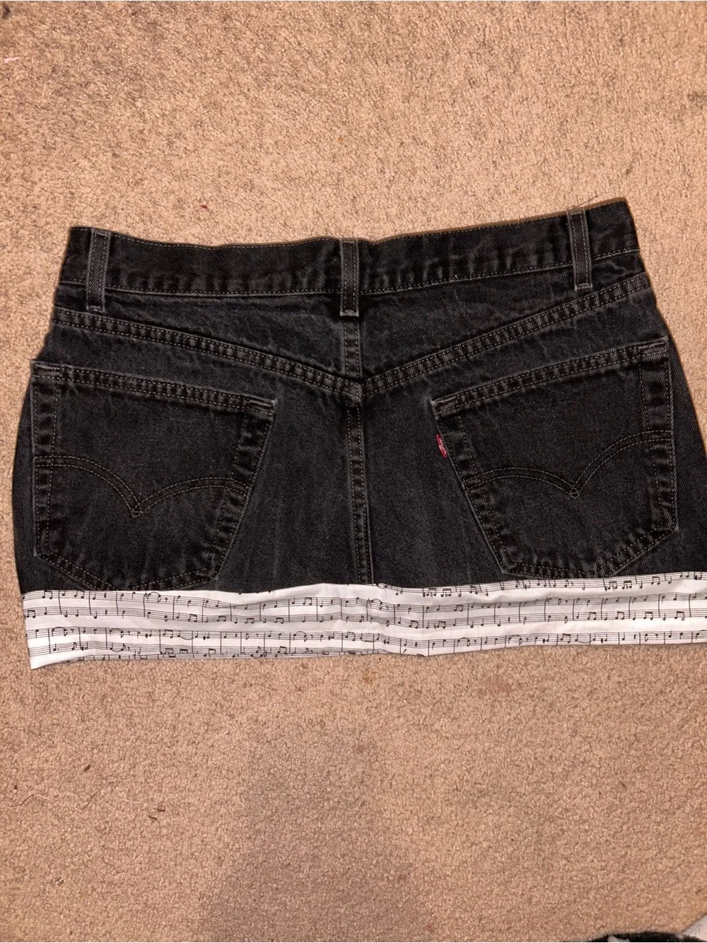 Upcycled size Men’s 34 Levi’s black denim miniskirt